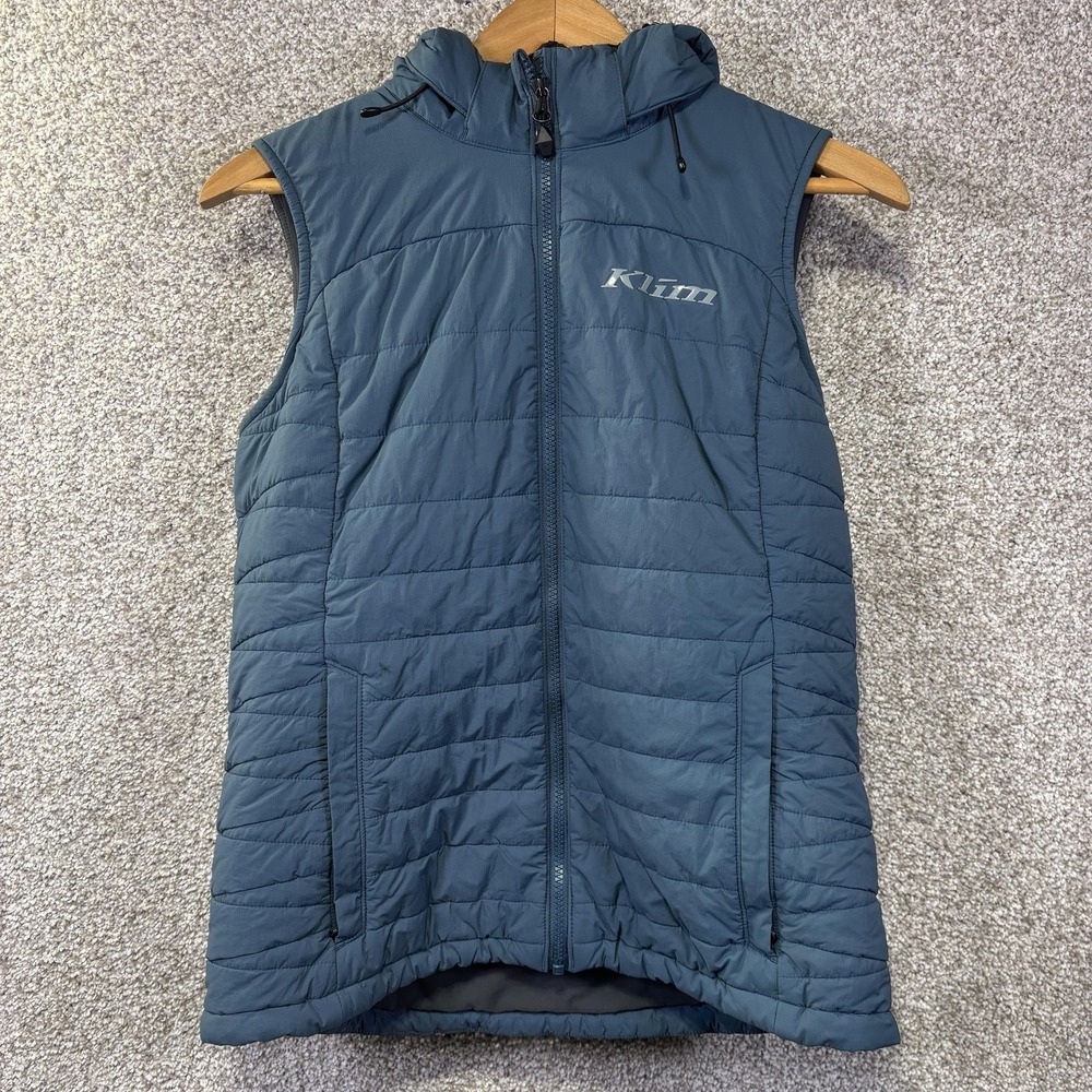 Klim Arise Vest Mens Medium Blue Hooded Quilted 3M Thinsulate Full Zip Outdoor
